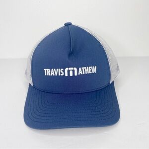 Travis Mathew Men's Flat Tire Blue Snap-Back Trucker Hat One Size